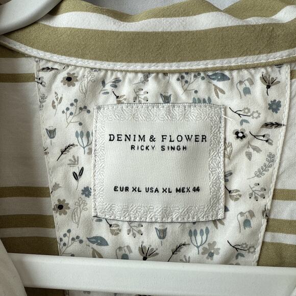 Denim Flower Ricky Singh Men's XL Retro Fitted Stripe Button Down Shirt Preppy - Picture 4 of 10